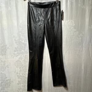 Wild Fable Faux Leather Pants Medium Black Pull On Flare Leg Slit NEW
